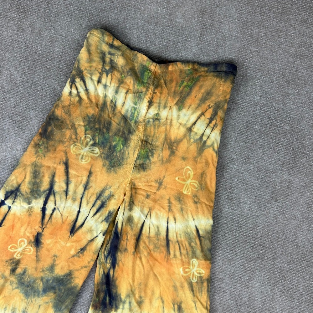 Women Wrap Pants 30 Multicolor Tie Dye Embroidered Boho Festival Hippie Tie Back